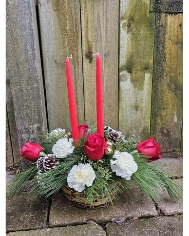 Christmas Candle Centerpiece Flower Arrangement