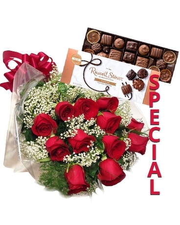 Roses and Chocolates Flower Arrangement