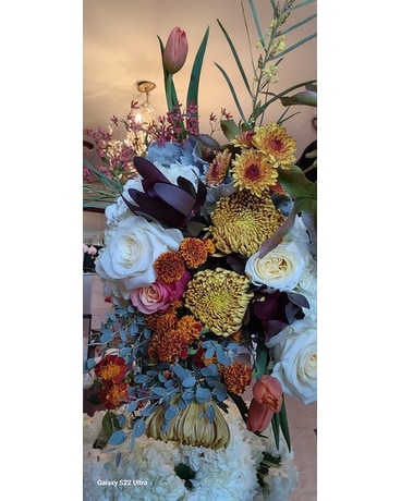 Gold/Rust/Burgundy Flower Arrangement
