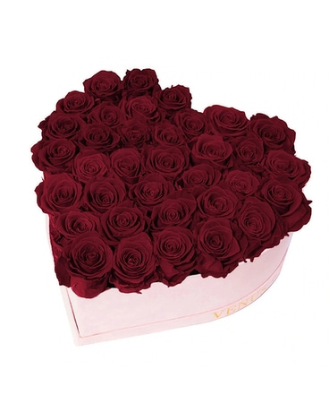 Dark Red Heart Preserved Flower Arrangement