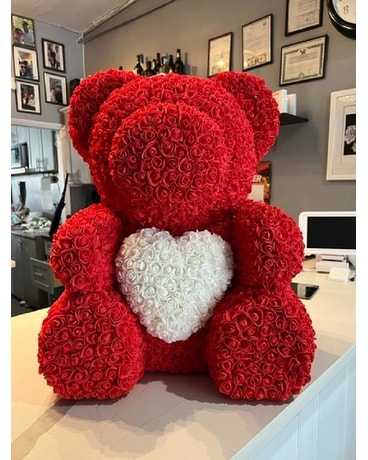 Giant Rose Bear Flower Arrangement