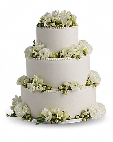 Freesia and Ranunculus Cake Decoration Flower Arrangement