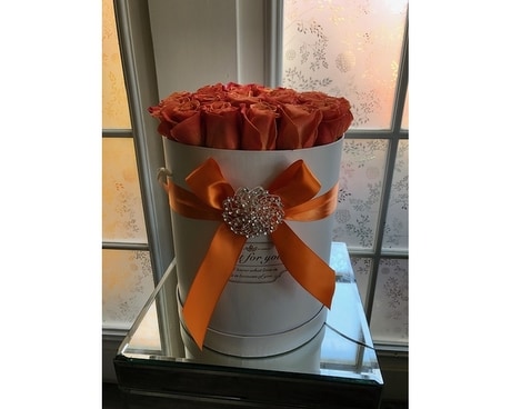 Intensive Orange Forever Roses Flower Arrangement
