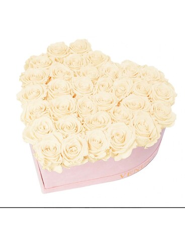 White Heart Box of Roses Flower Arrangement