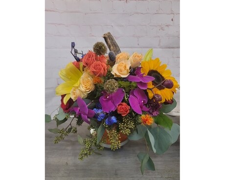 Pretty as a Pumpkin Centerpiece Flower Arrangement