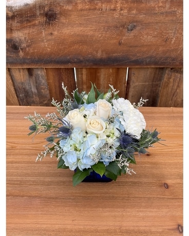 Blushing Blue Flower Arrangement