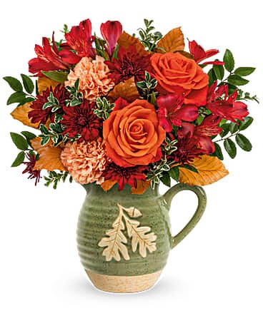 Embrace Autumn Acorn Pitcher Flower Arrangement