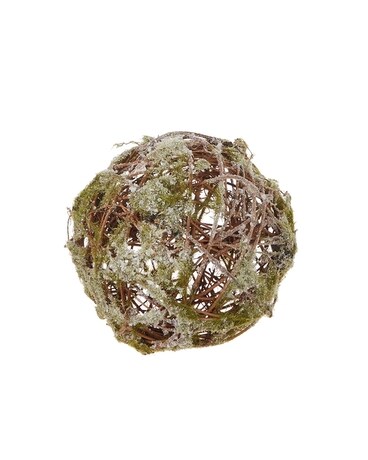 Glittered Moss Ball Ornament 6 Inch Flower Arrangement