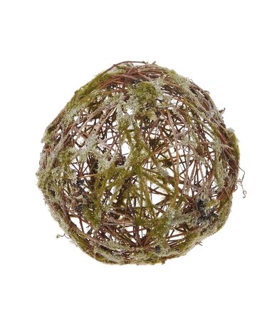 Glittered Moss Ball Ornament 8 Inch Flower Arrangement