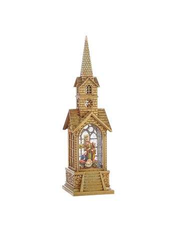 Holy Family Musical Lighted Water Gold Church Flower Arrangement