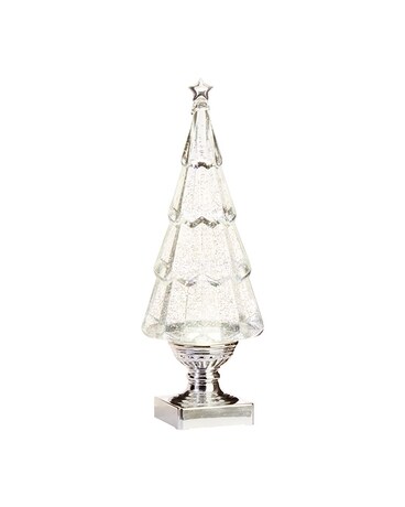 Lighted Tree with Swirling Glitter 13.75 Inch Flower Arrangement