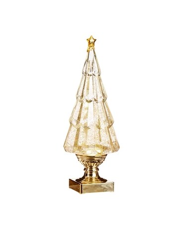 Lighted Tree with Gold Swirling Glitter 13.75 Inch Flower Arrangement