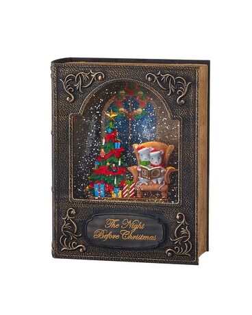 Mice Reading Musical Lighted Water Book Flower Arrangement