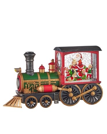 Santa's List Musical Lighted Water Train Flower Arrangement