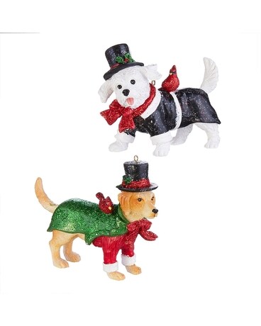 Top Hat Dog Ornament Flower Arrangement