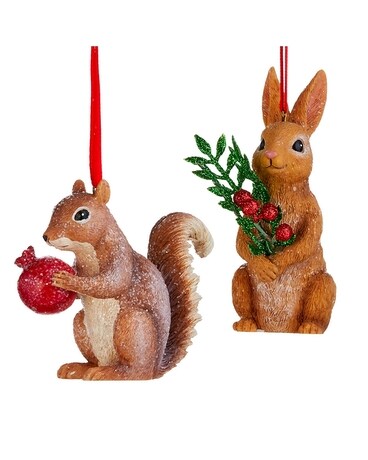 Squirrel and Rabbit Ornament Flower Arrangement