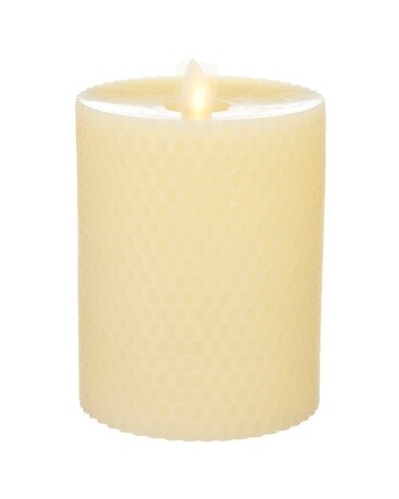 Moving Flame Honeycomb Pillar Candle Flower Arrangement