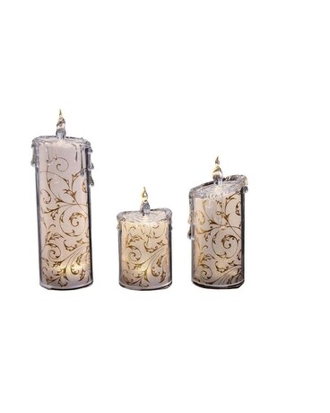 Gold Swirly Leaves Candle Set Flower Arrangement