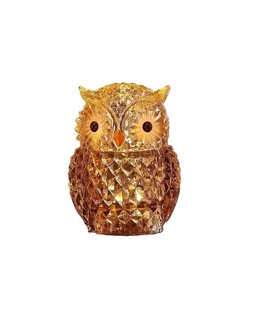 Diamond Cut Amber Owl Jar Flower Arrangement