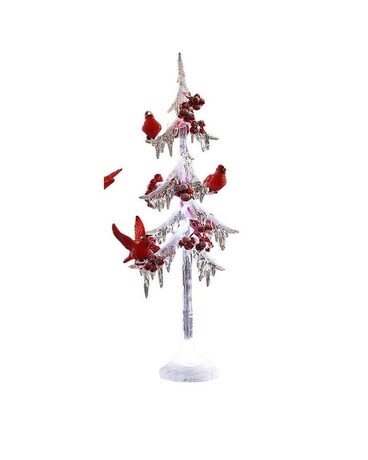 Icicle Tree with Cardinals 13 Inch Flower Arrangement