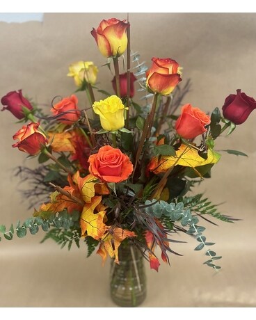 Fall Roses Flower Arrangement