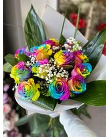 MULTICOLOR DOZEN ROSES Flower Arrangement