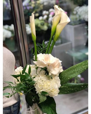 All White Grad Bouquet Flower Arrangement