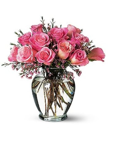 Pink Birthday Roses Flower Arrangement