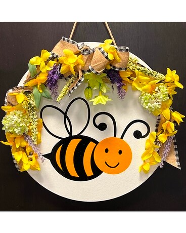 Wood Wall Decor' BEE Dried Flowers