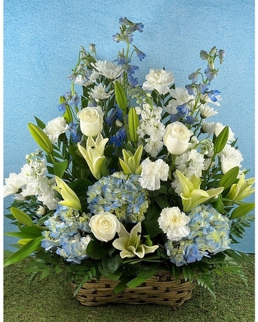 Baby Blue and White Arrangement Flower Arrangement