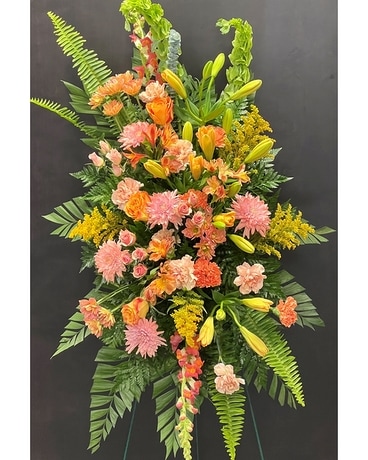 Pastel Peach Standing Spray Flower Arrangement