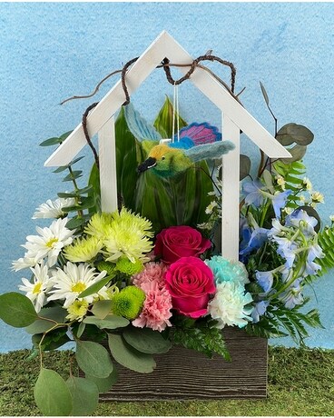 Hummingbird House Flower Arrangement