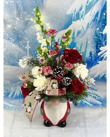 Gnome for the Holidays Flower Arrangement