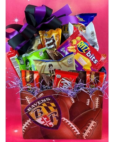Ravens Snack Box Flower Arrangement