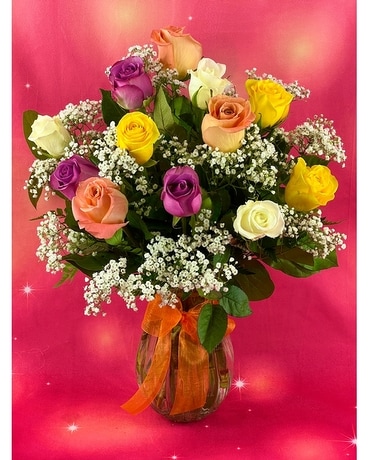 Premium MIXED Long Stem Roses Galore! Flower Arrangement