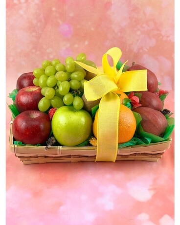 Flat Wicker Tray of Fruit Gift Basket
