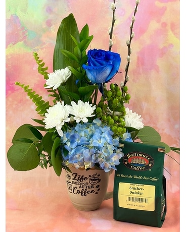 Life Begins After Coffee Flower Arrangement