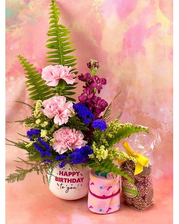 Birthday Mug & Socks Flower Arrangement