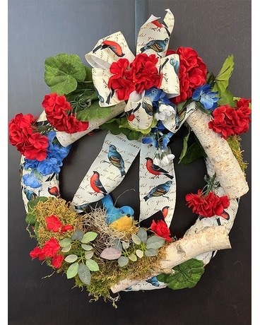French Birds Silk Wreath Flower Arrangement