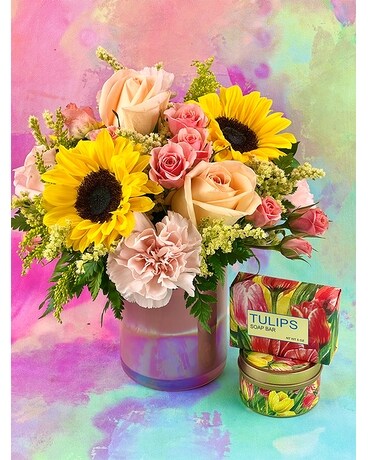 Sunflowers and Roses Flower Arrangement