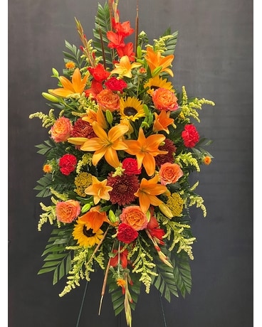 Happy Memories Standing Spray Funeral Arrangement
