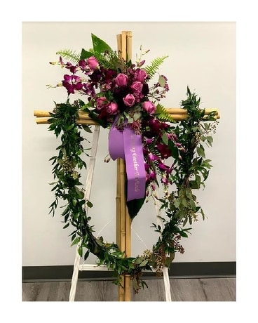 Bamboo Cross Sympathy Arrangement