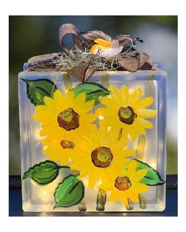 Glass Cube Décor - Sunshine & Sunflowers Gifts