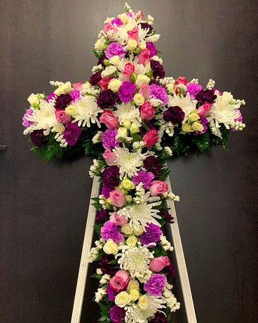 Peaceful Standing Cross Flower Arrangement