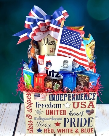 Patriotic Proud Snack Box Basket Arrangement