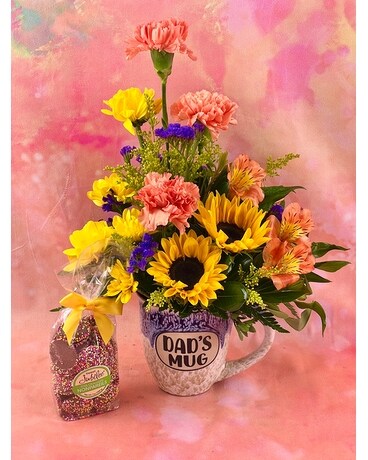 Dad's Blooming Mug Flower Arrangement