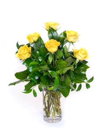 Classic 1/2 Dozen Yellow Roses Flower Arrangement
