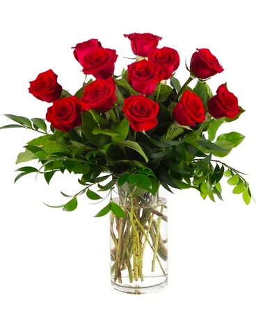 Classic Premium Dozen Red Roses Flower Arrangement