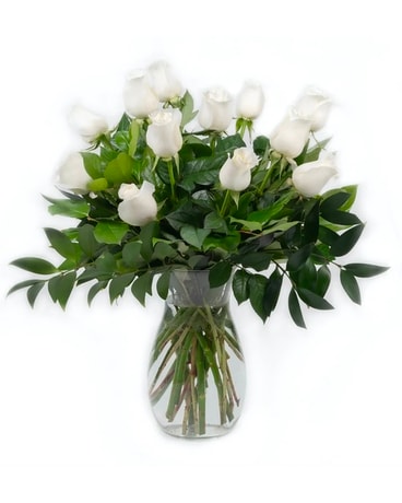 Classic Premium Dozen White Roses Flower Arrangement