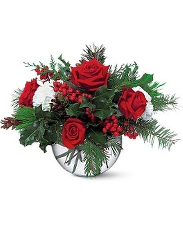 Christmas Bubble Bowl Flower Arrangement